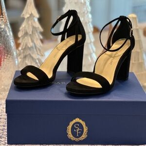 Sarah Flint the Perfect Block Sandal 90 in black suede